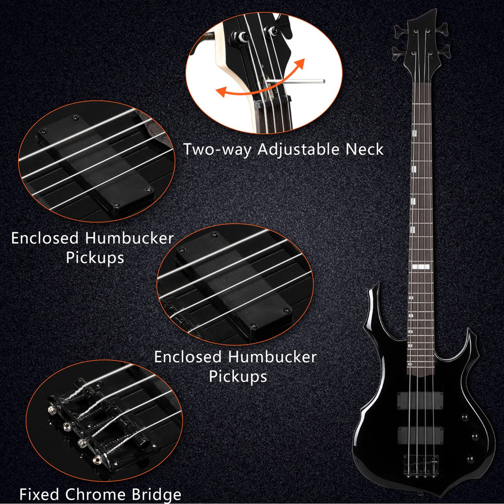 Full Size Flame Design Electric Bass Guitar Kit X859696