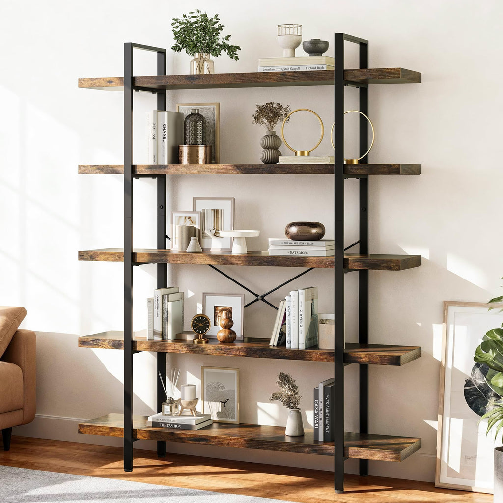5 Tier 70" H Wood Bookshelf U8244