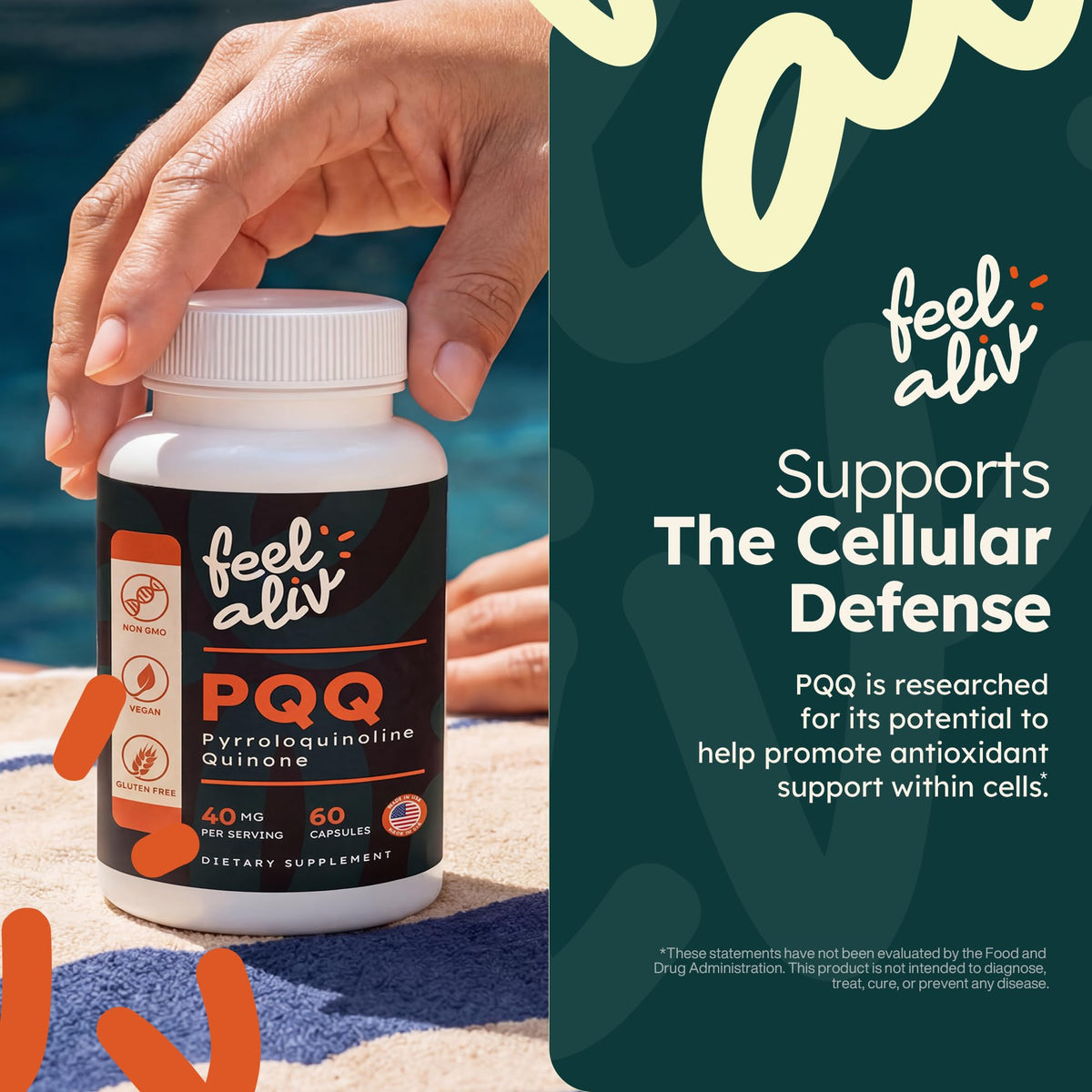 PQQ Supplement 40mg Vegan 60 Capsules T794