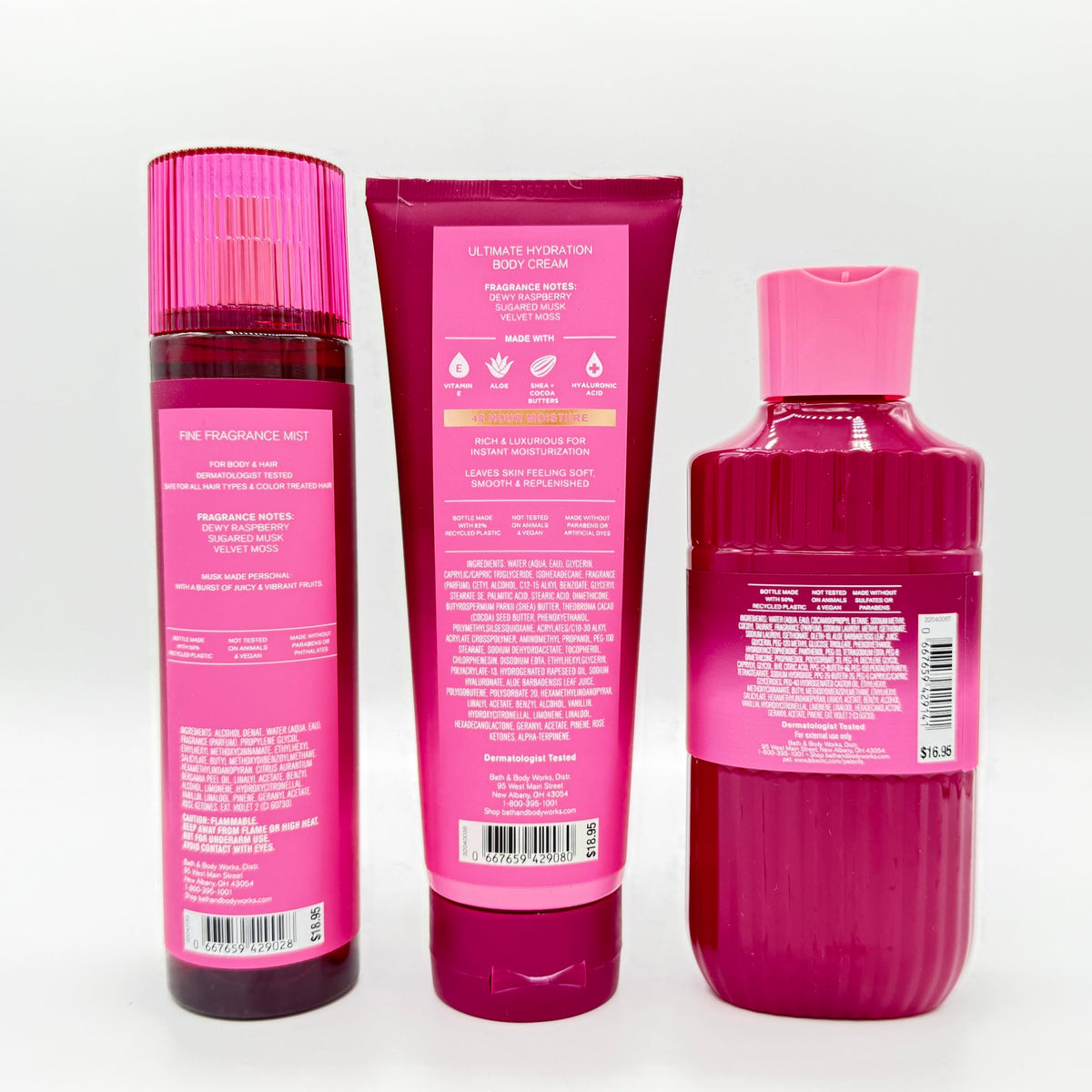 Fruity Musk 3-Piece Fine Fragrance Mist Body Cream and Body Wash Set T852032