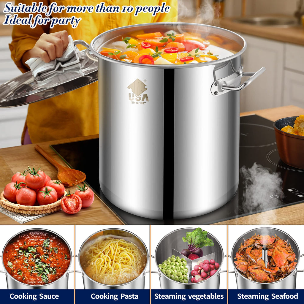 40 Quart Stainless Steel Stockpot with Basket and Steam Rack Q9976