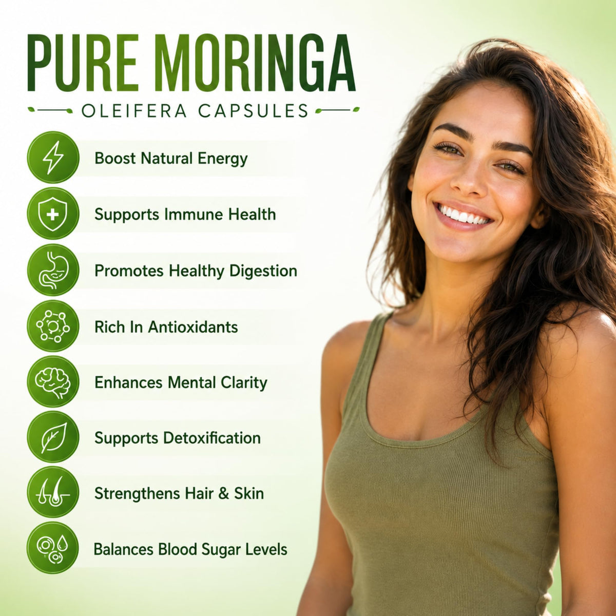Organic Moringa Capsules 800mg 120 Count V4141