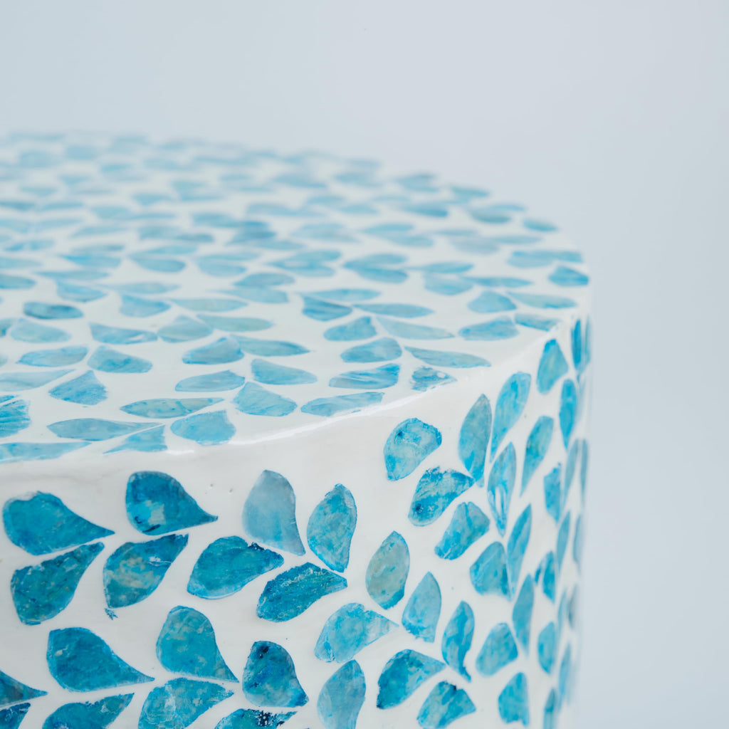 Mother of Pearl Inlaid Cylinder Drum End Table I3011