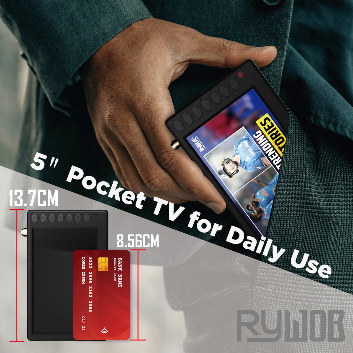 5" Portable Digital ATSC TV with Stand R213