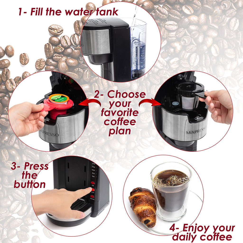 Black Single Serve Coffee Maker 30 oz U161