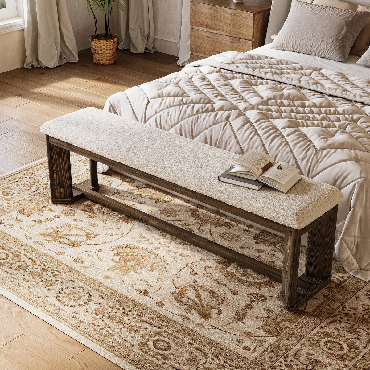 Upholstered Bench with Cushion M9128