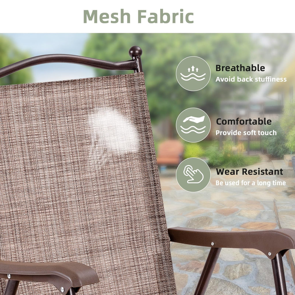 Set of 2 Brown Folding Patio Dining Chairs with Armrests V57171