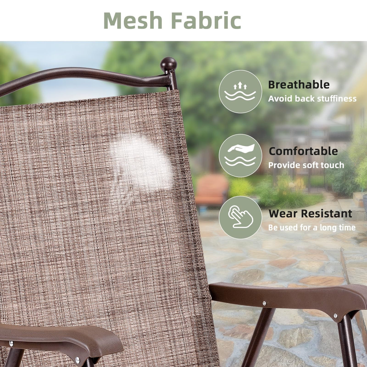 Set of 2 Brown Folding Patio Dining Chairs with Armrests V57171