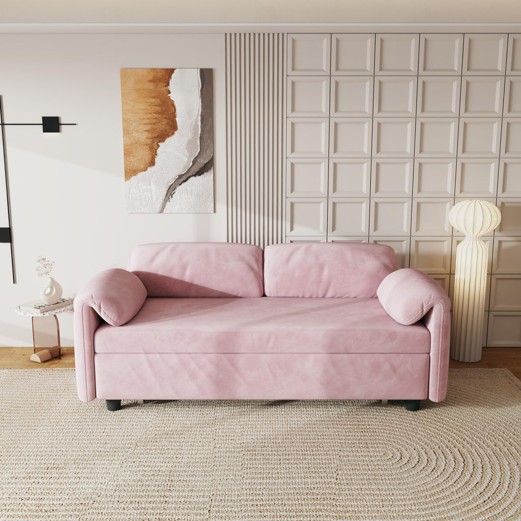 Pink Velvet 3 in 1 Convertible Sofa Bed N88507