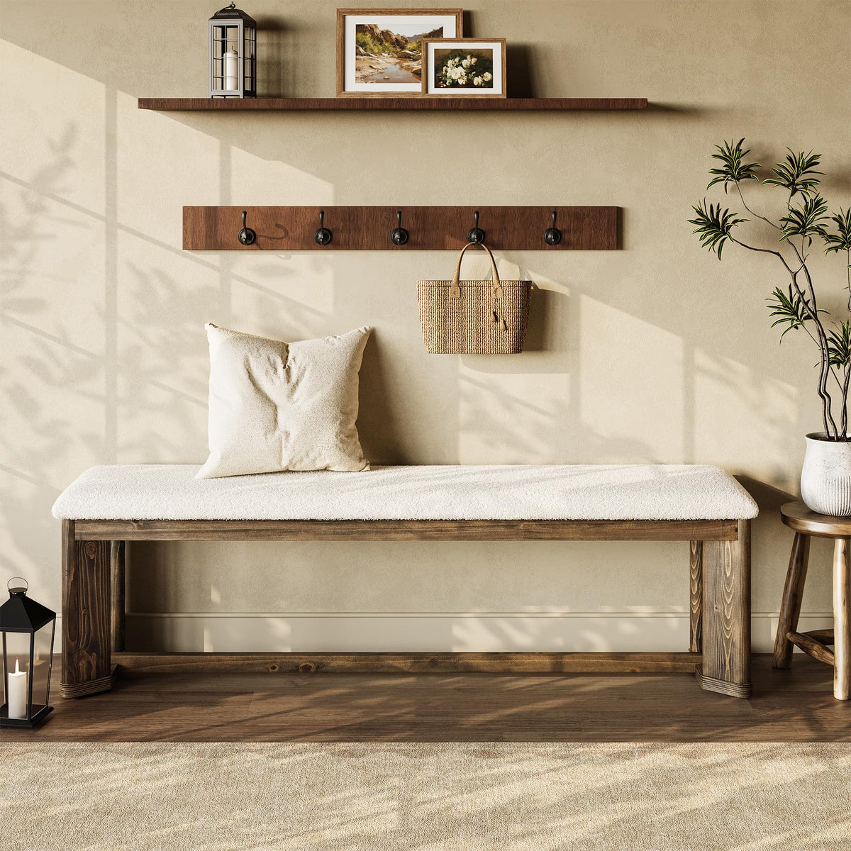 Upholstered Bench with Cushion M9128