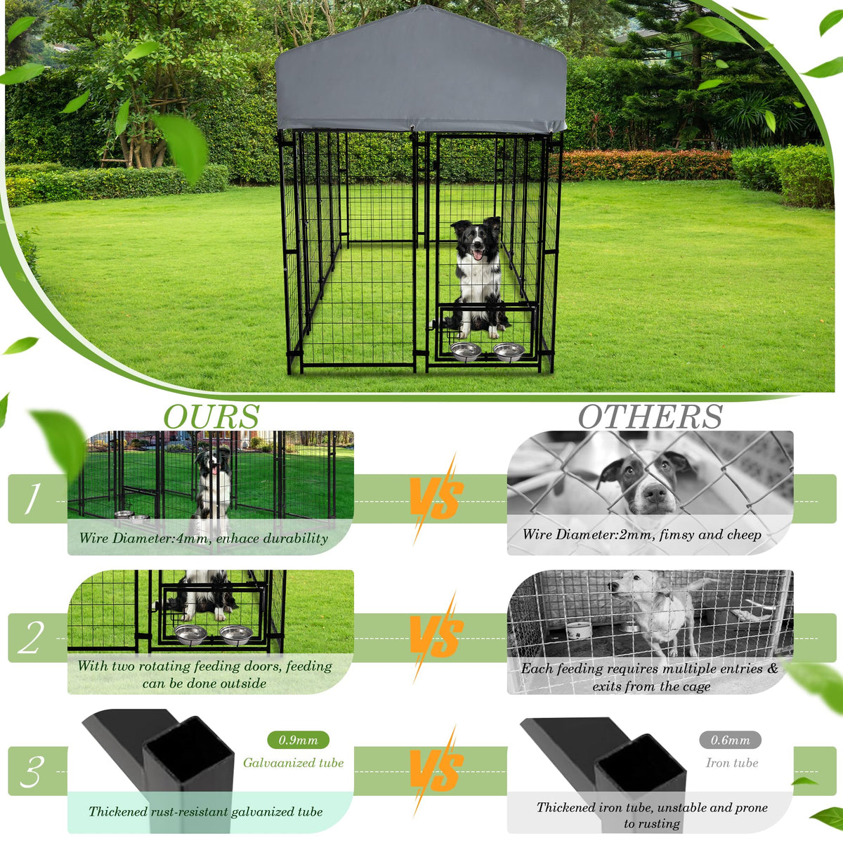 8x4x5.7 FT Outdoor Dog Kennel Q520