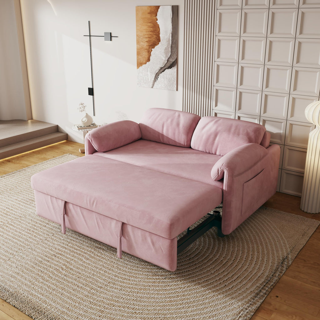 Pink Velvet 3 in 1 Convertible Sofa Bed N88507